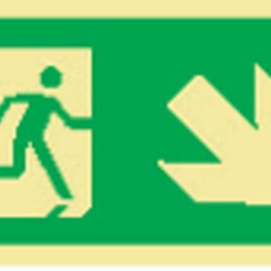 Merki flóttaleið H ská niður  158x83 mm