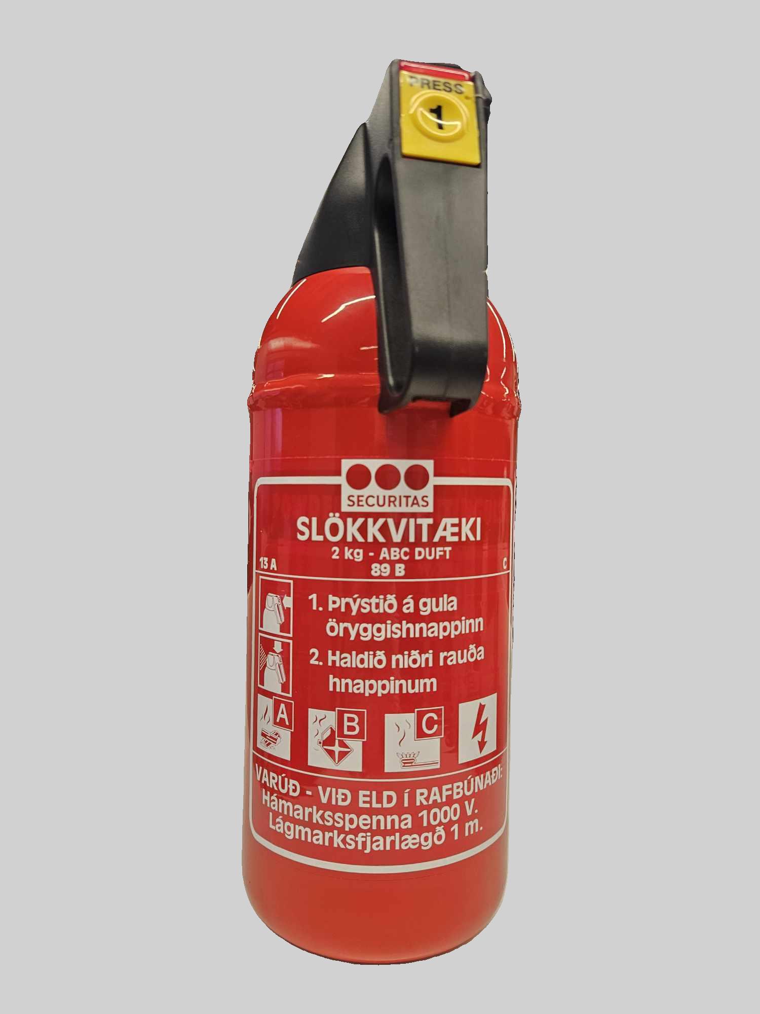 Duftslökkvitæki 2kg ABC Svart handfang