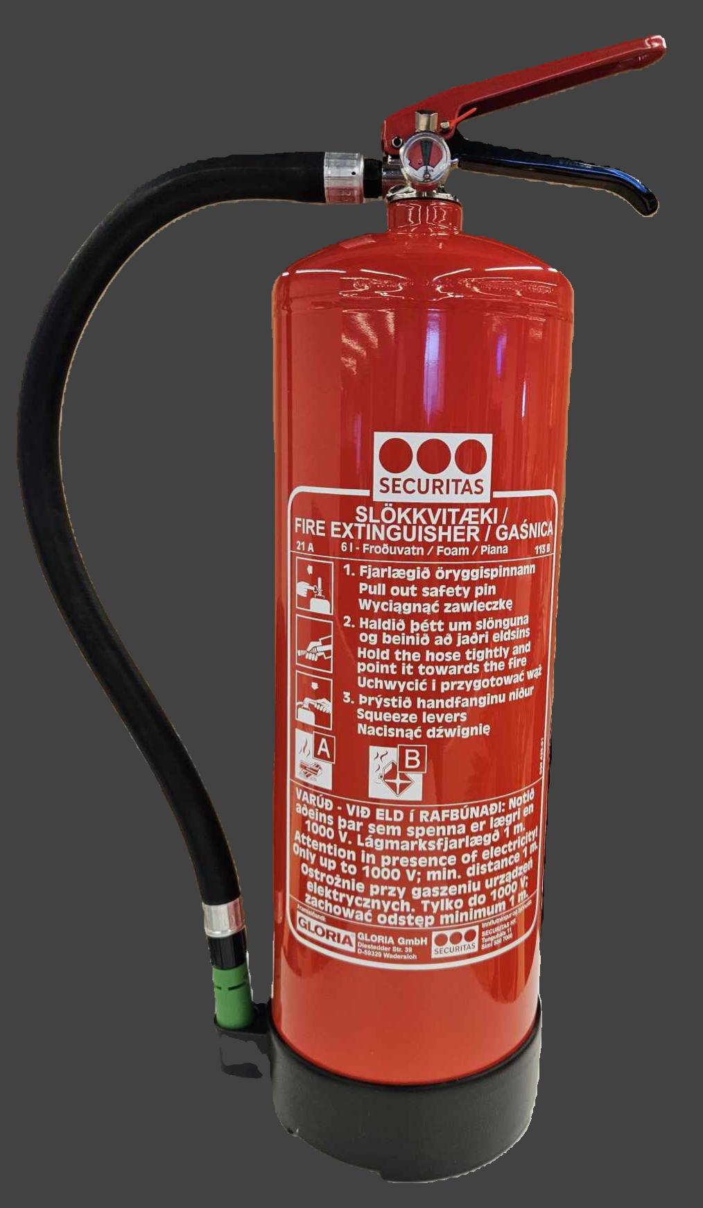 Froðuvatnsslökkvitæki, 6 lítra 21A 144B